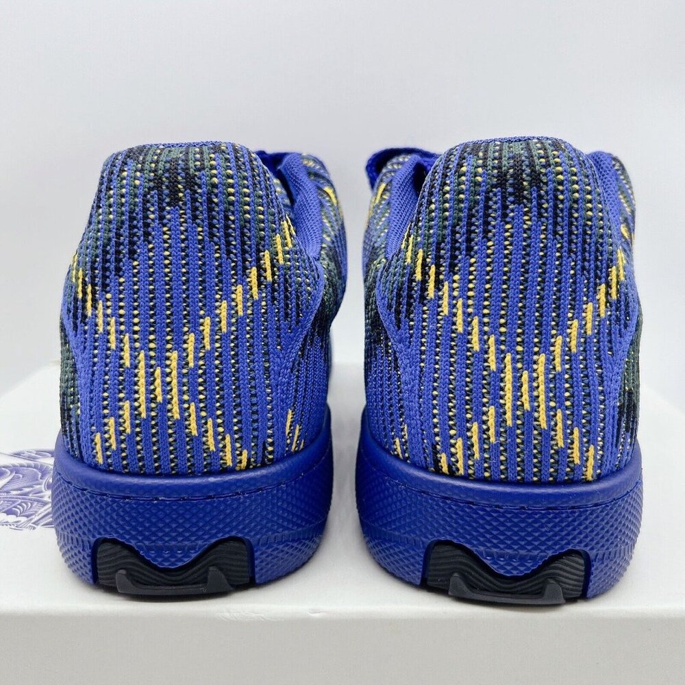 Burberry Box Knit Low Up Men’s Sneakers Blue Check Lace Up EU 45 US 12 - Picture 8 of 12